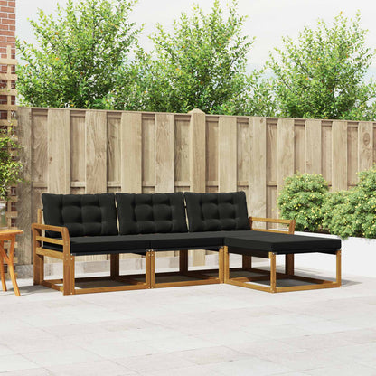 Set di divani da esterno con cuscino 4 pcs Naturale e Nero