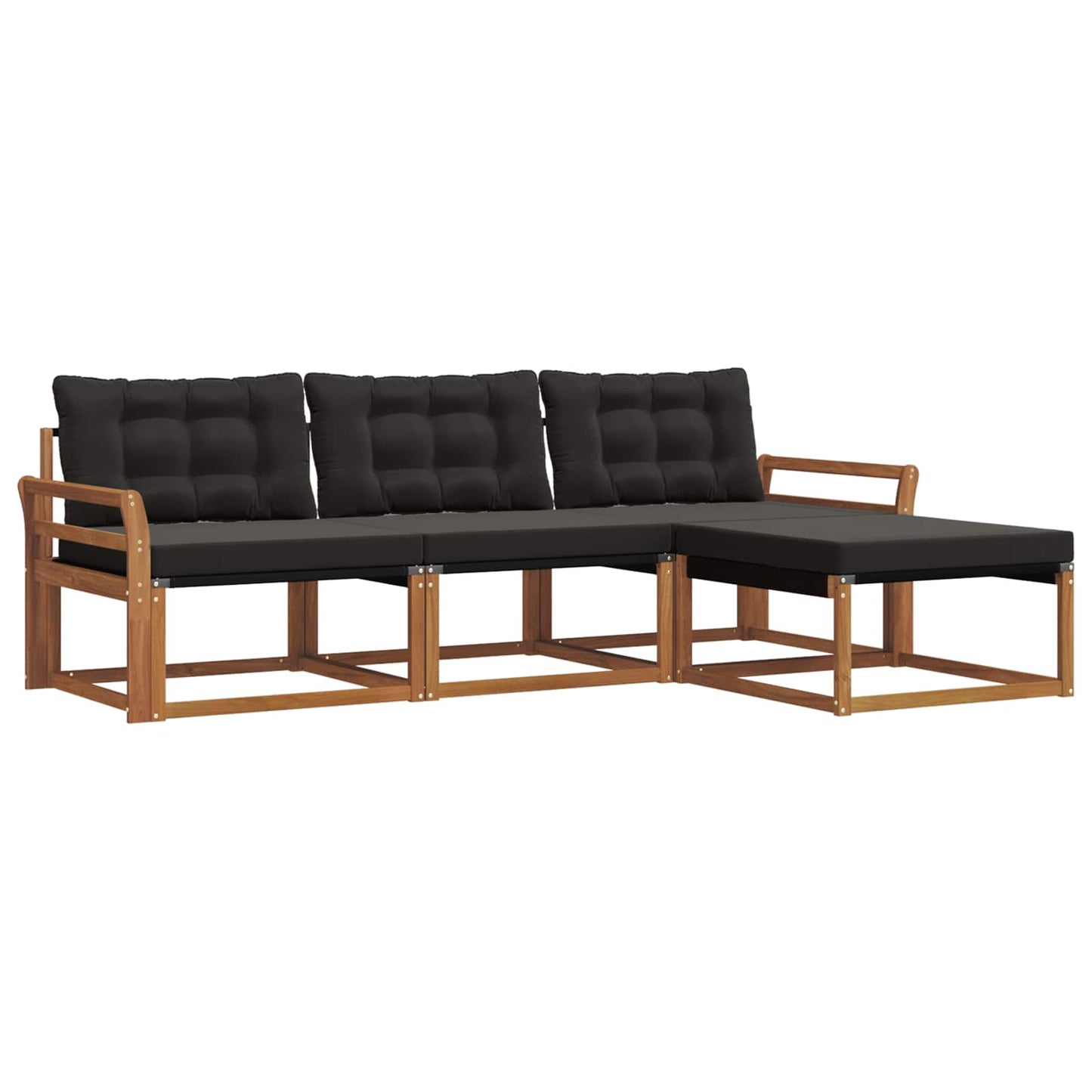 Set di divani da esterno con cuscino 4 pcs Naturale e Nero | homemem39