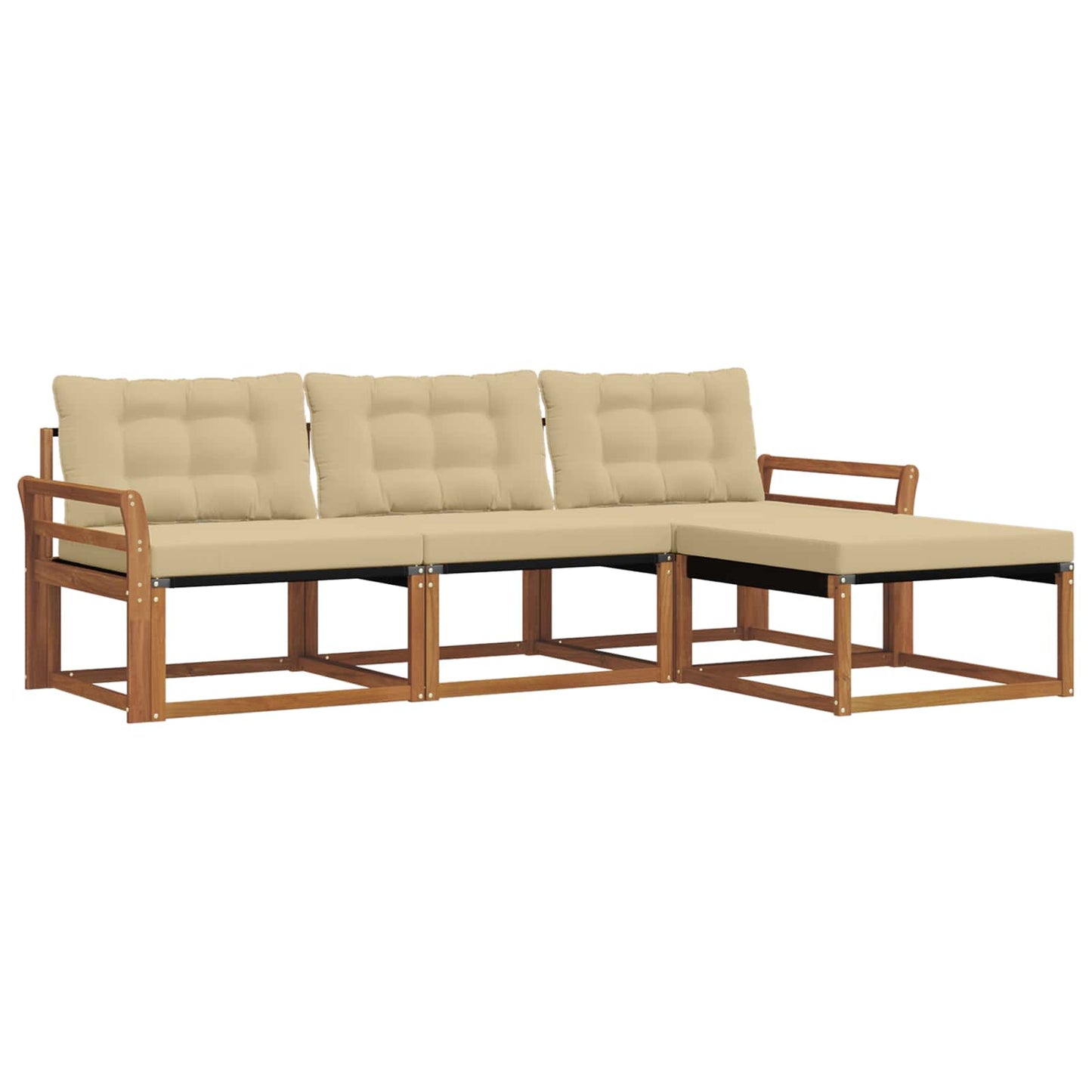 Set di divani da esterno con cuscino 4 pcs Naturale e Beige | homemem39