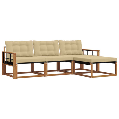 Set di divani da esterno con cuscino 4 pcs Naturale e Beige | homemem39