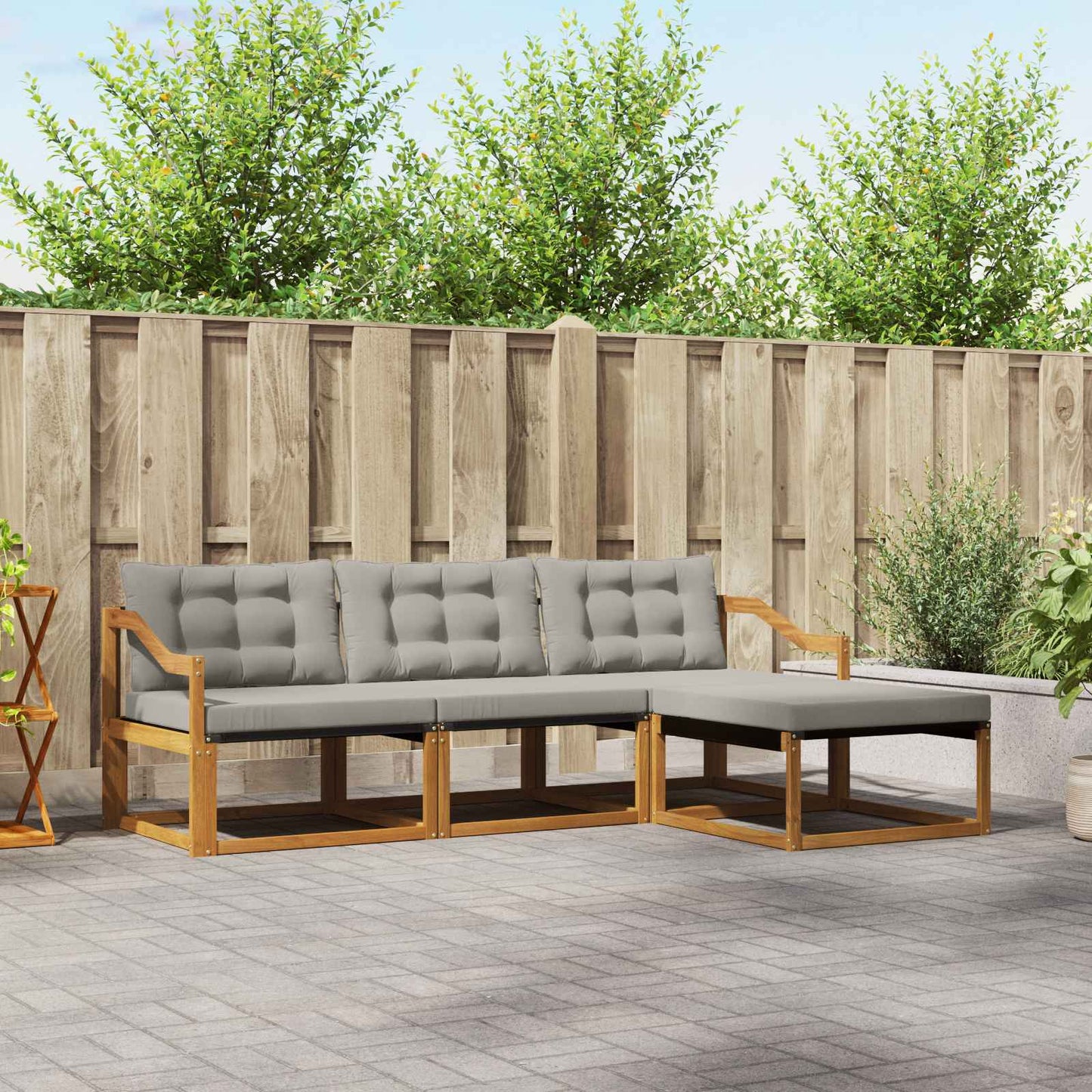 Set di divani da esterno 4 pcs Grigio Naturale e Chiaro | homemem39