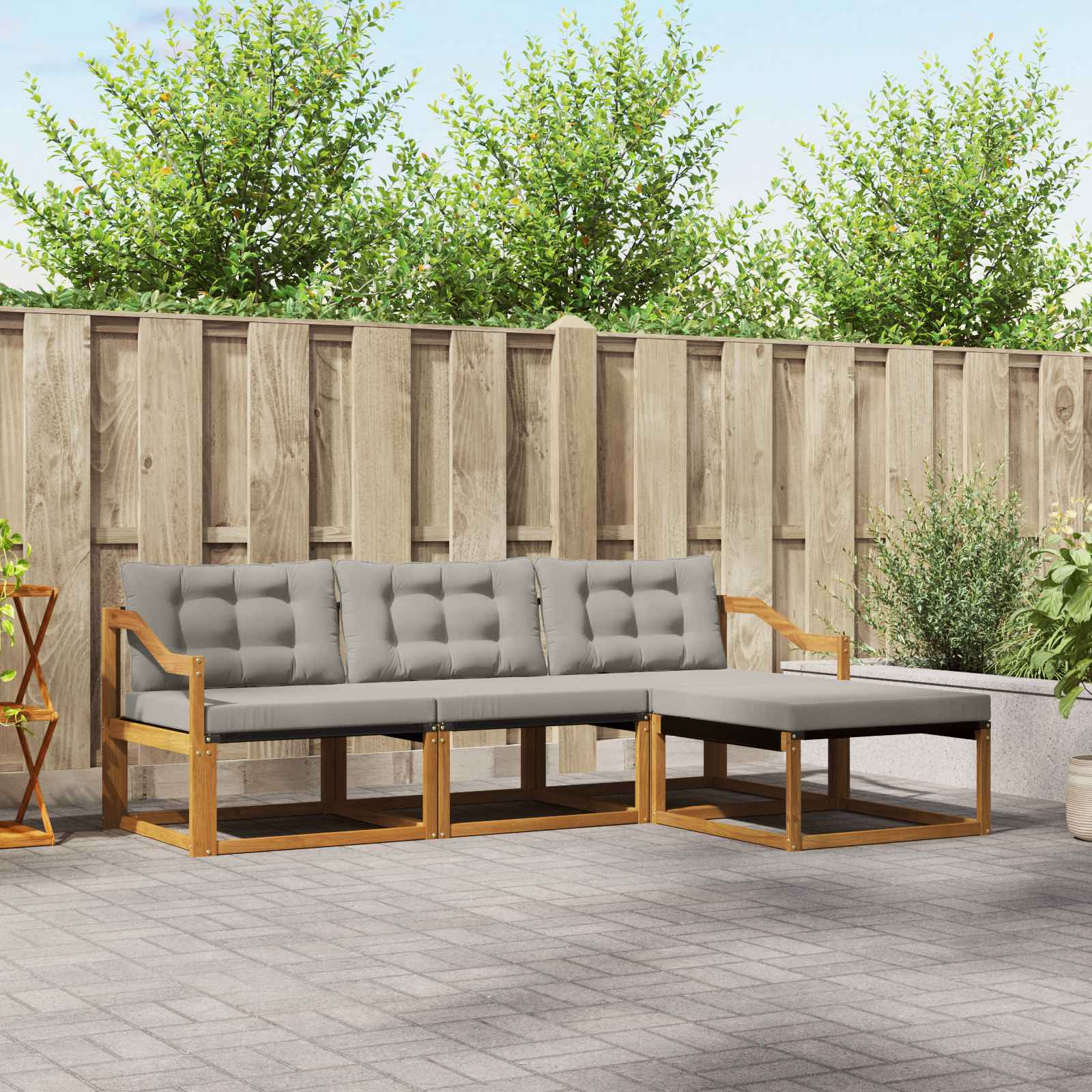 Set di divani da esterno 4 pcs Grigio Naturale e Chiaro | homemem39