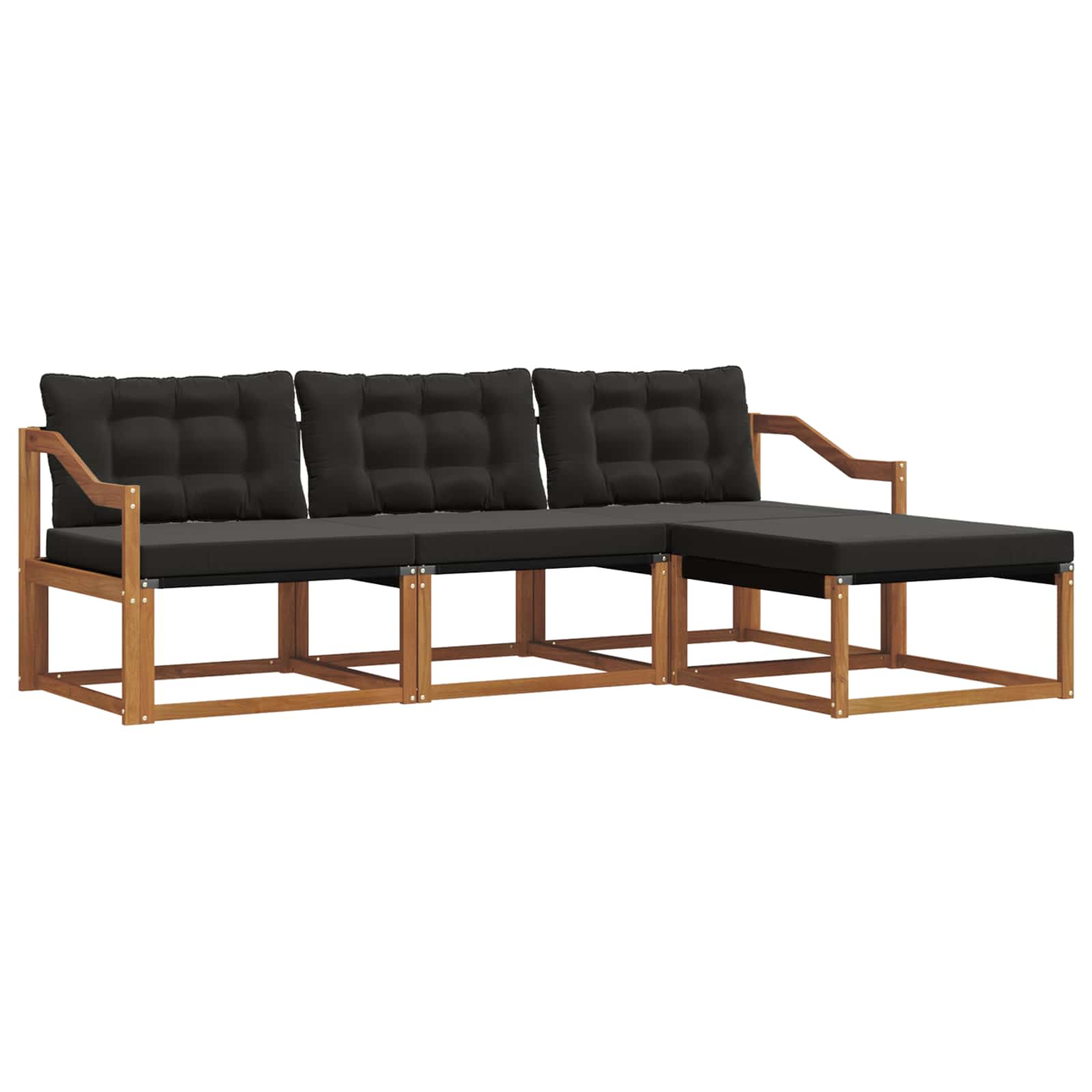 Set di divani da esterno con cuscino 4 pcs Naturale e Nero | homemem39