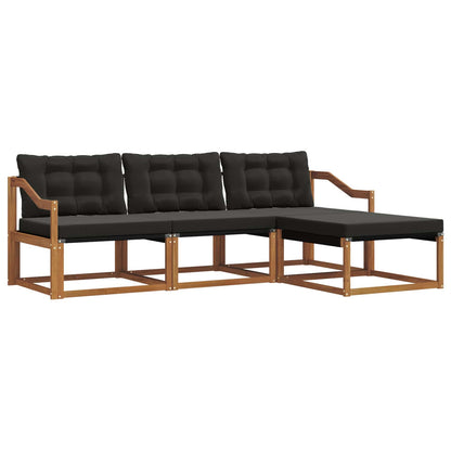 Set di divani da esterno con cuscino 4 pcs Naturale e Nero | homemem39