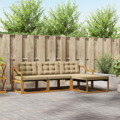 Set di divani da esterno con cuscino 4 pcs Naturale e Beige | homemem39