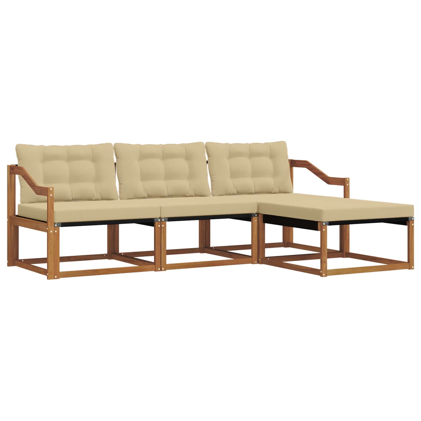 Set di divani da esterno con cuscino 4 pcs Naturale e Beige | homemem39