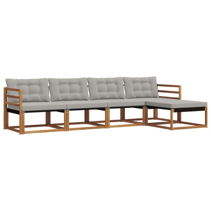 Set di divani da esterno 5 pcs Grigio Naturale e Chiaro