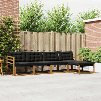 Set di divani da esterno con cuscino 5 pcs Naturale e Nero