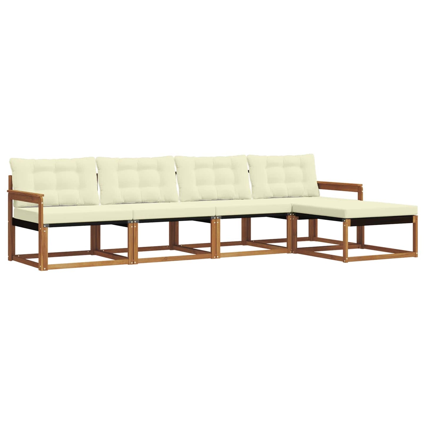Set di divani da esterno con cuscino 5 pcs Naturale e Crema