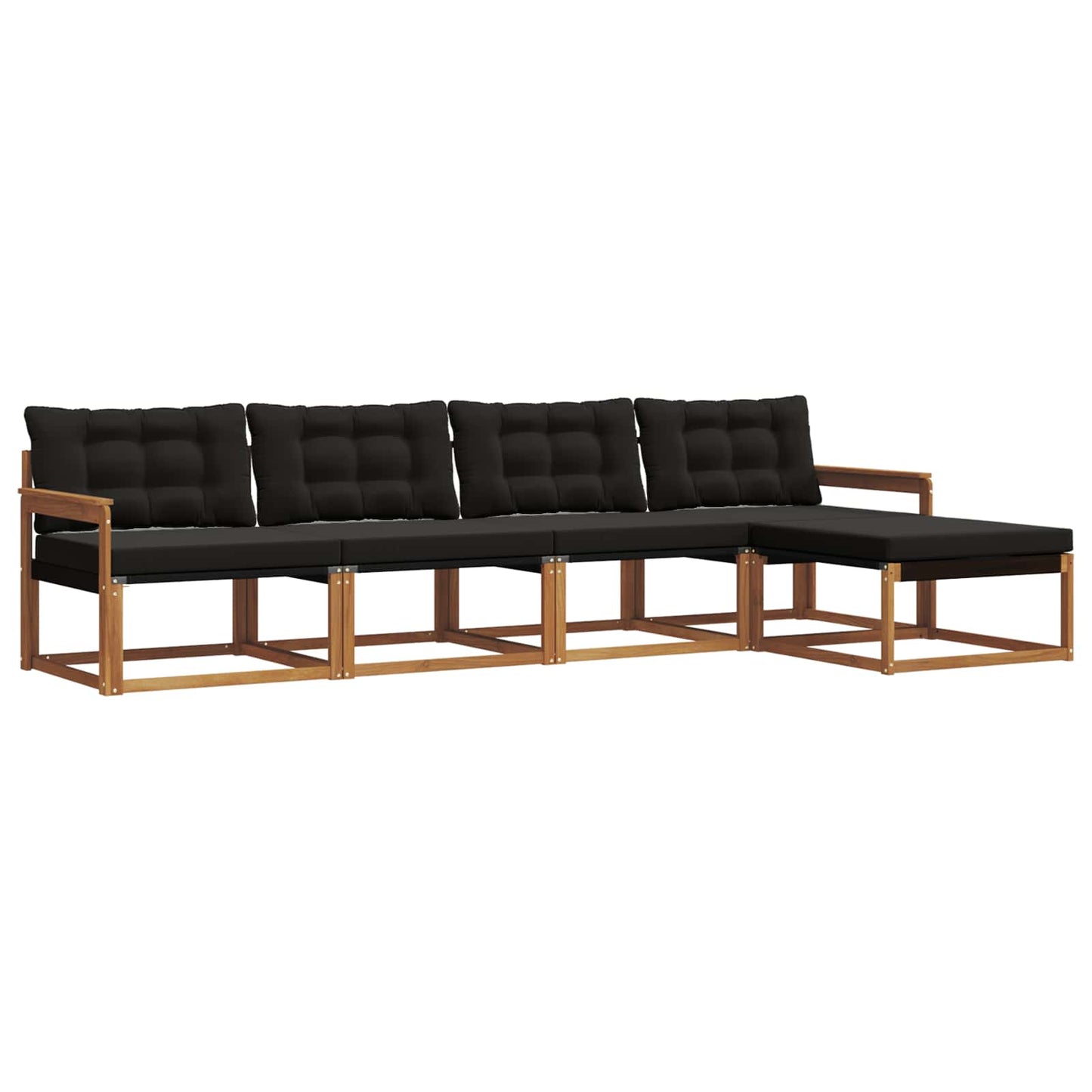 Set di divani da esterno con cuscino 5 pcs Naturale e Nero | homemem39
