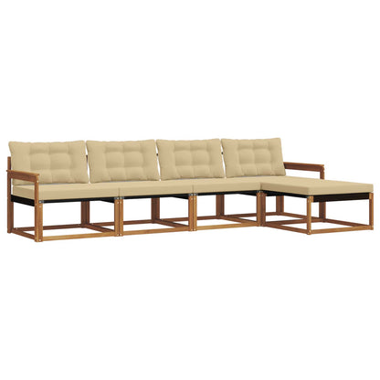 Set di divani da esterno con cuscino 5 pcs Naturale e Beige | homemem39