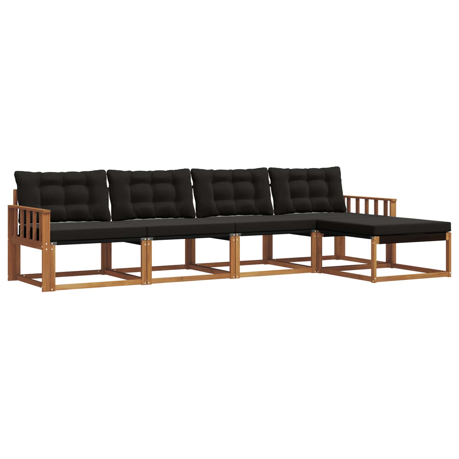 Set di divani da esterno con cuscino 5 pcs Naturale e Nero | homemem39