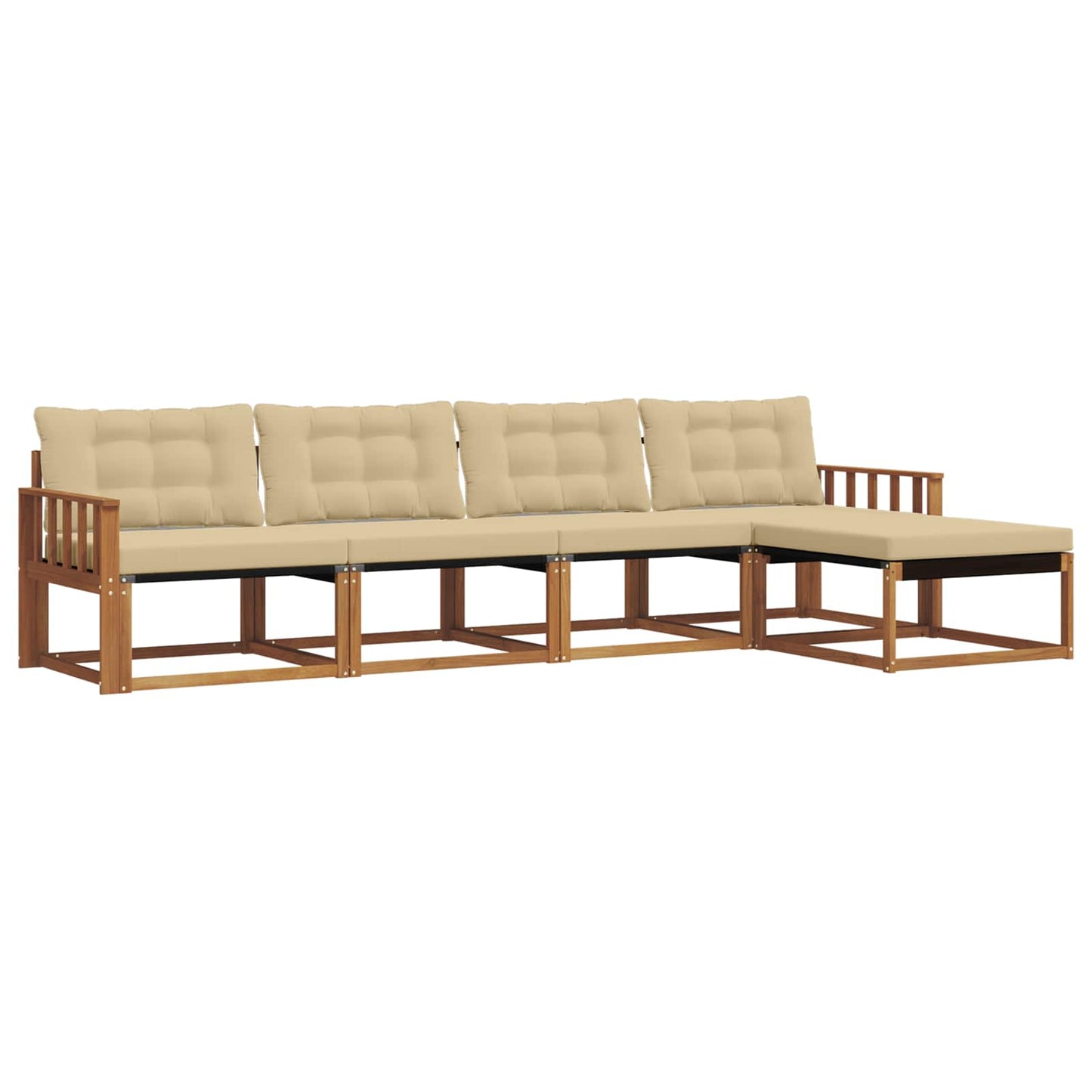 Set di divani da esterno con cuscino 5 pcs Naturale e Beige