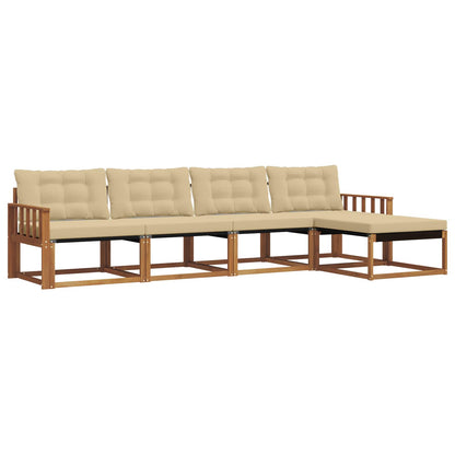 Set di divani da esterno con cuscino 5 pcs Naturale e Beige