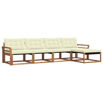 Set di divani da esterno con cuscino 5 pcs Naturale e Crema | homemem39