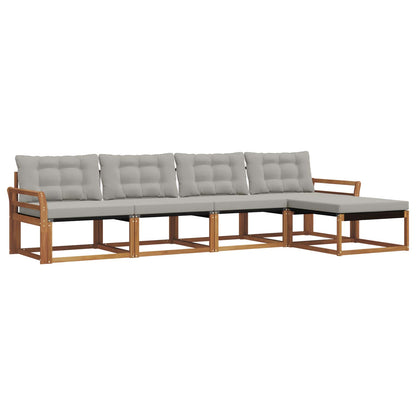 Set di divani da esterno 5 pcs Grigio Naturale e Chiaro | homemem39