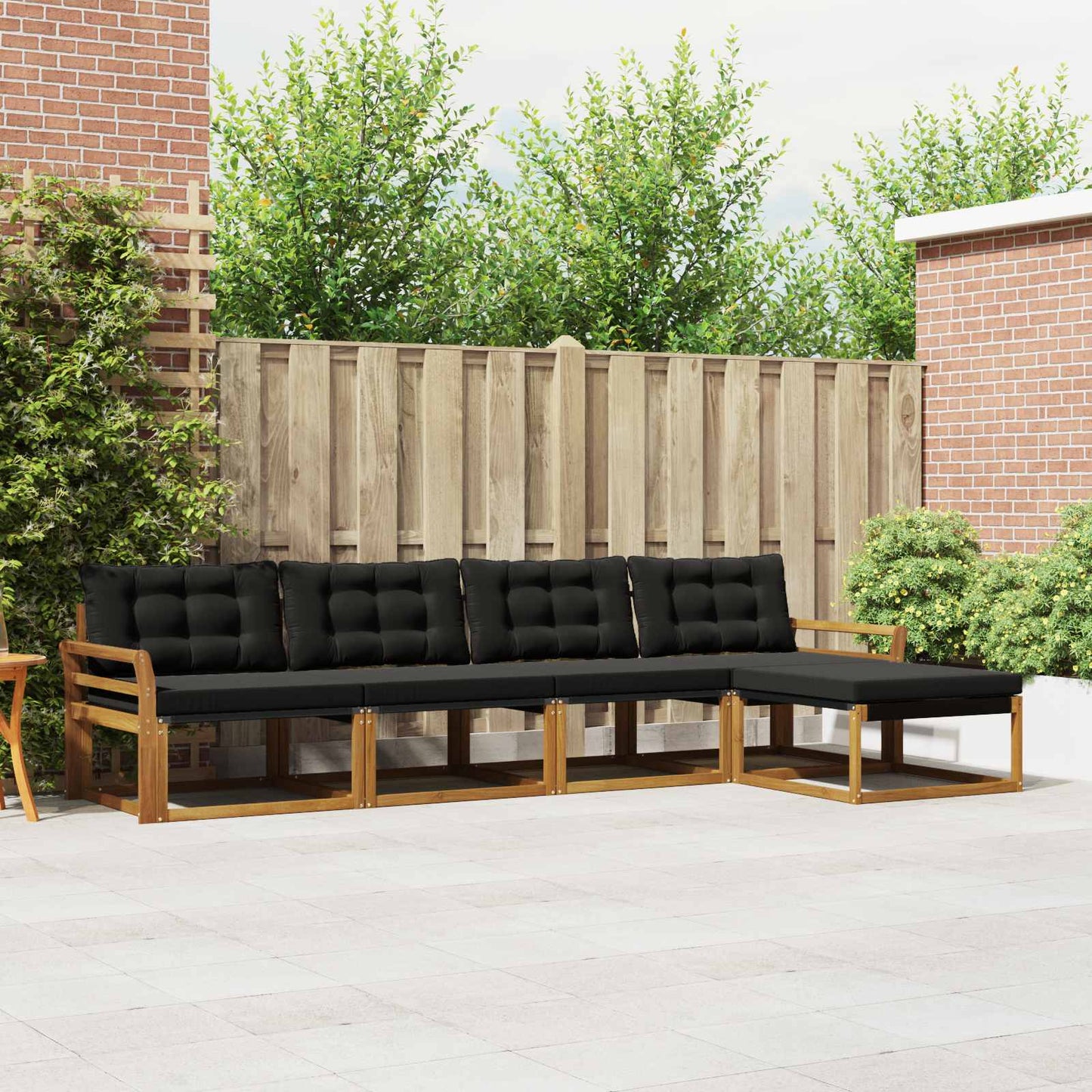 Set di divani da esterno con cuscino 5 pcs Naturale e Nero | homemem39