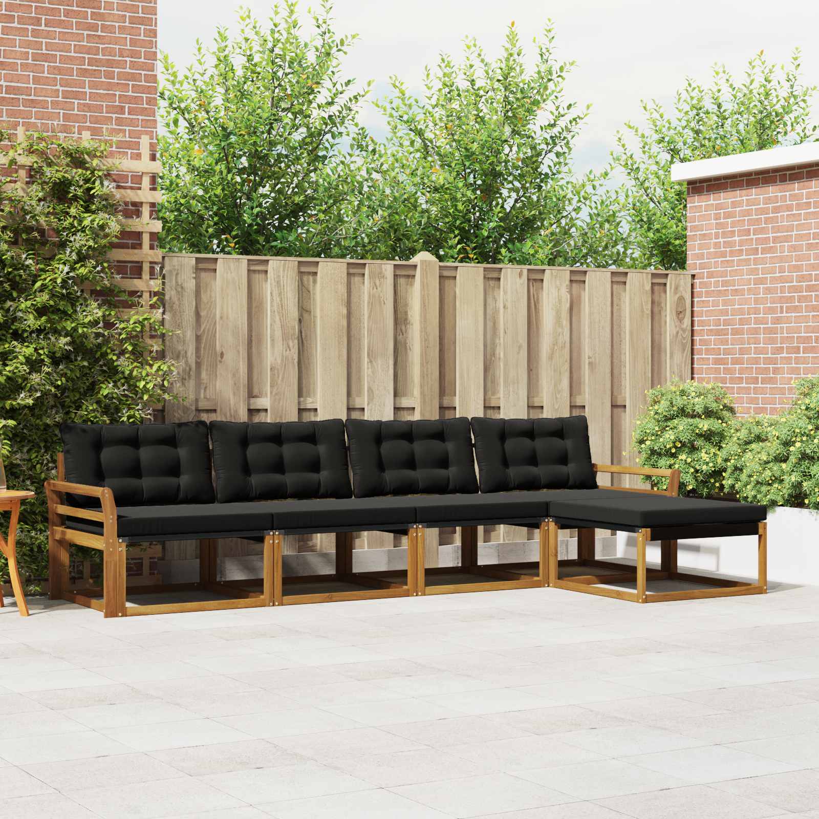 Set di divani da esterno con cuscino 5 pcs Naturale e Nero | homemem39