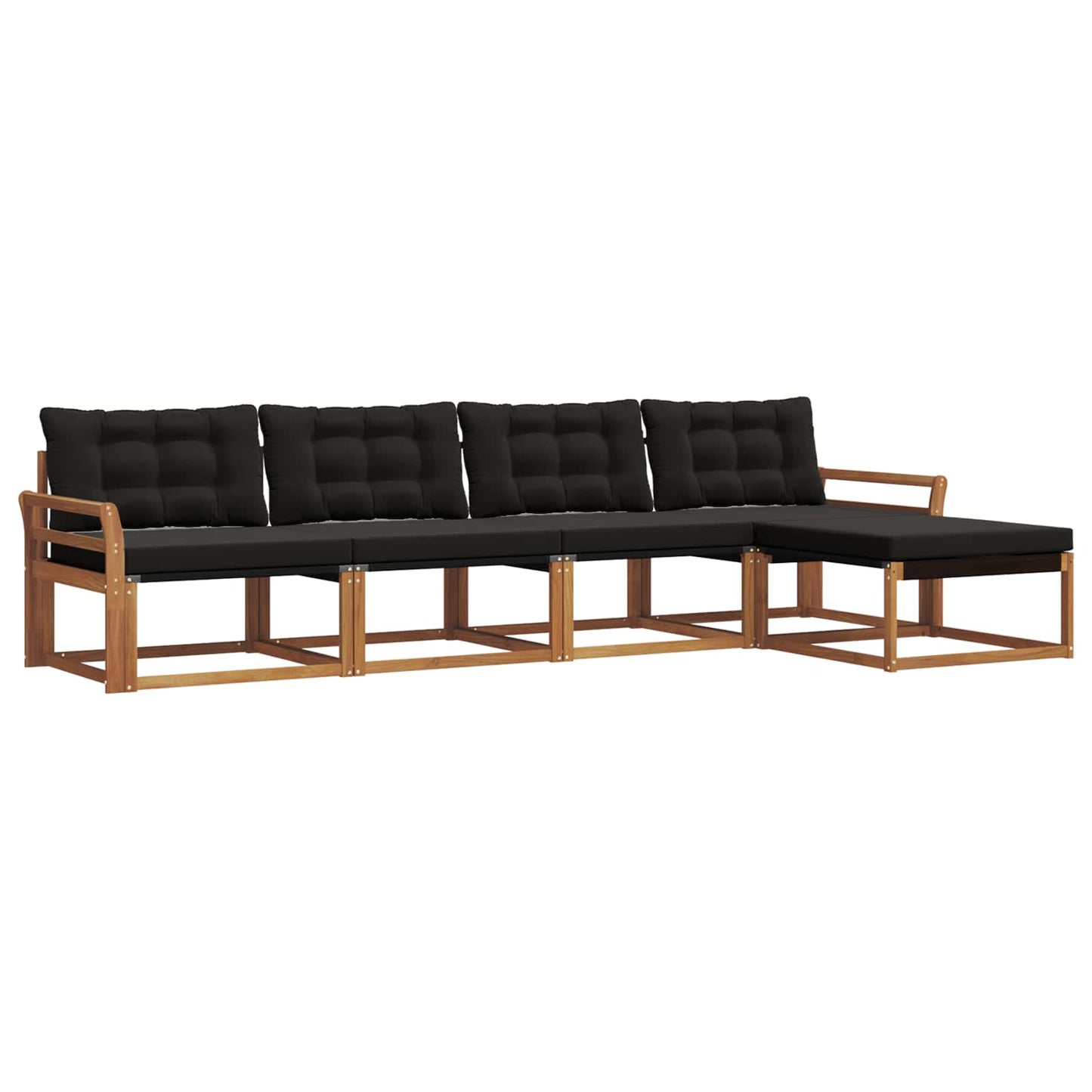Set di divani da esterno con cuscino 5 pcs Naturale e Nero