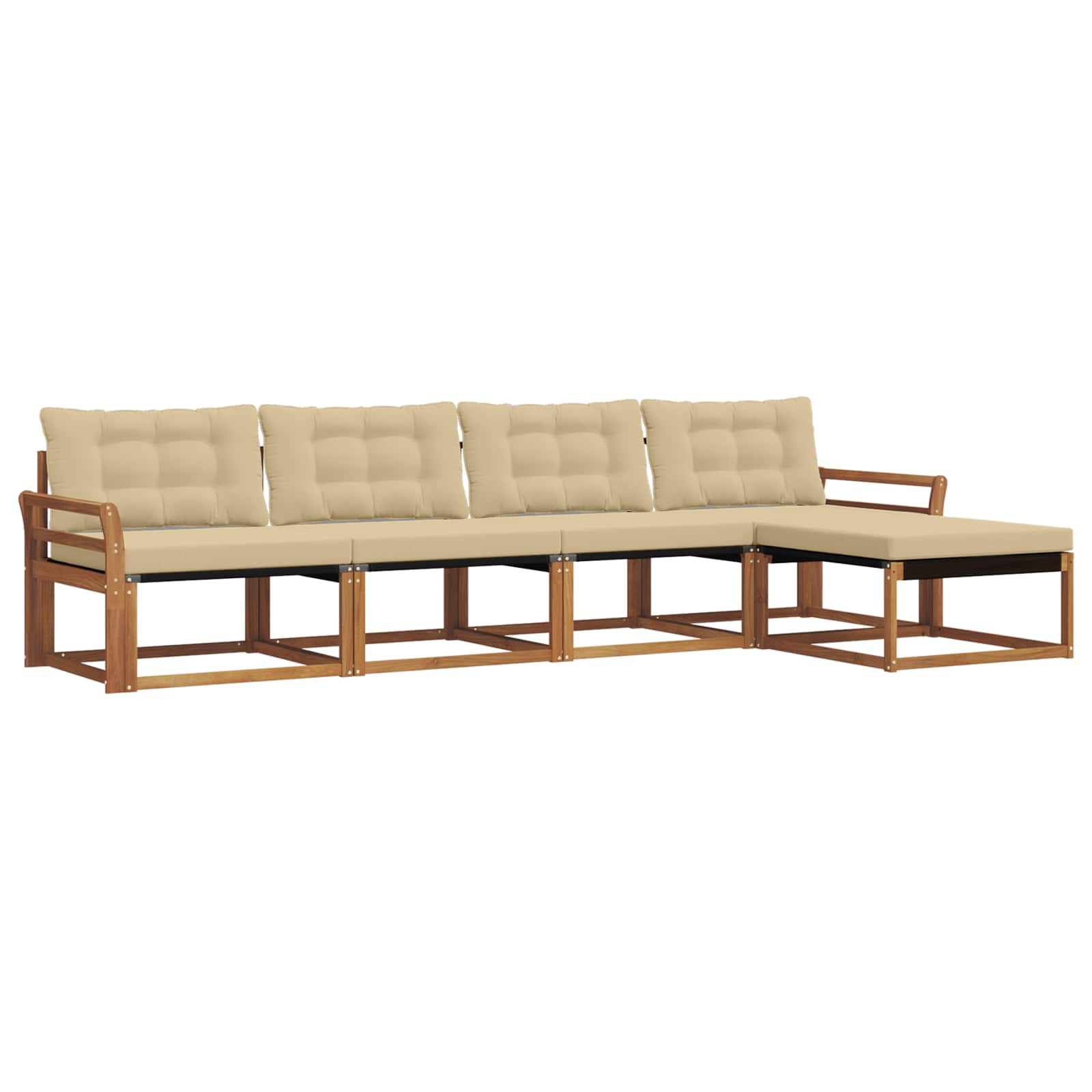 Set di divani da esterno con cuscino 5 pcs Naturale e Beige | homemem39
