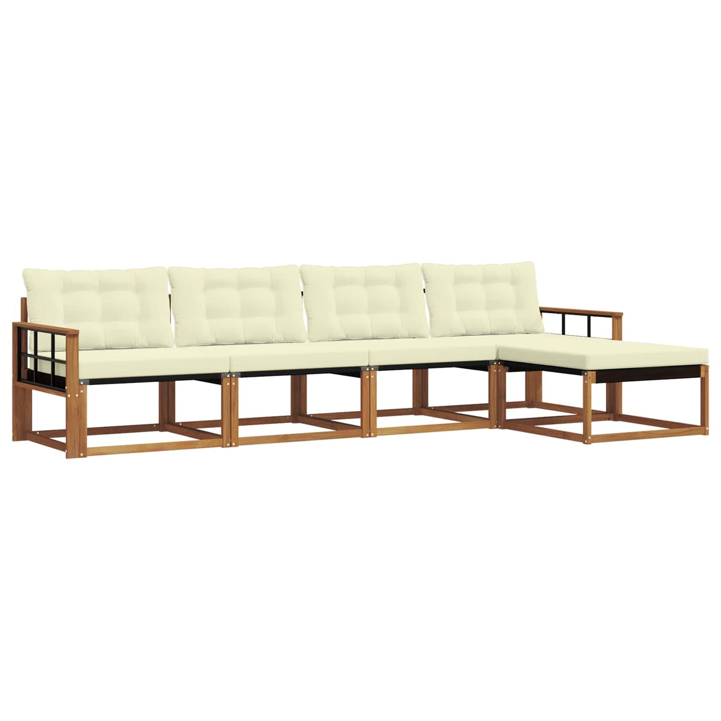 Set di divani da esterno con cuscino 5 pcs Naturale e Crema