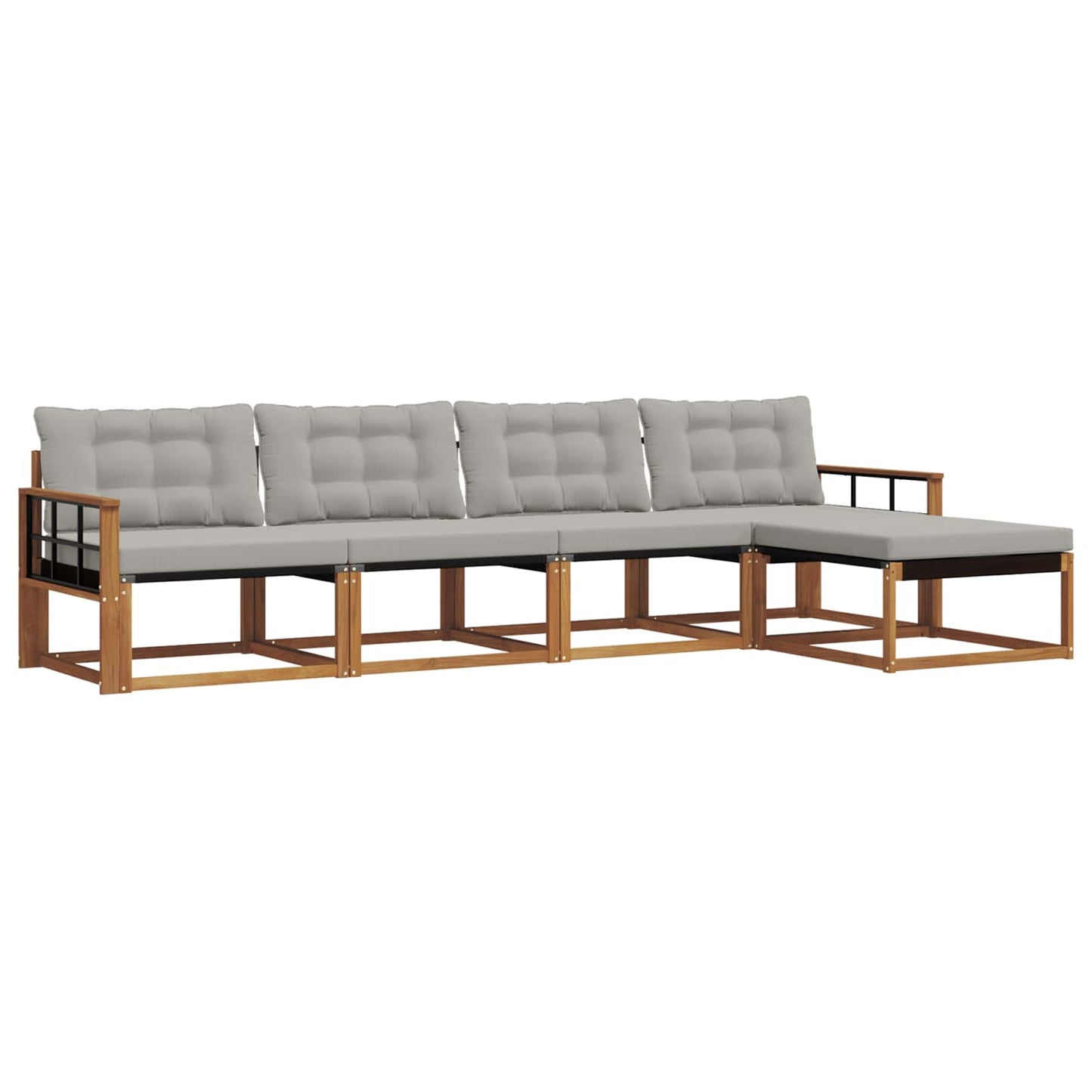 Set di divani da esterno 5 pcs Grigio Naturale e Chiaro | homemem39