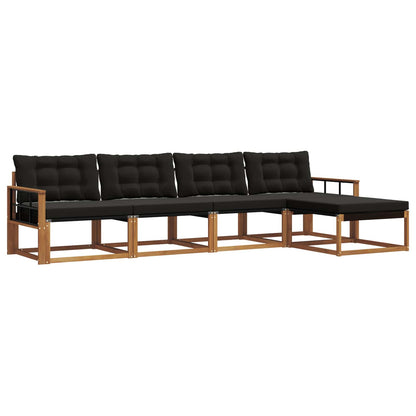 Set di divani da esterno con cuscino 5 pcs Naturale e Nero | homemem39