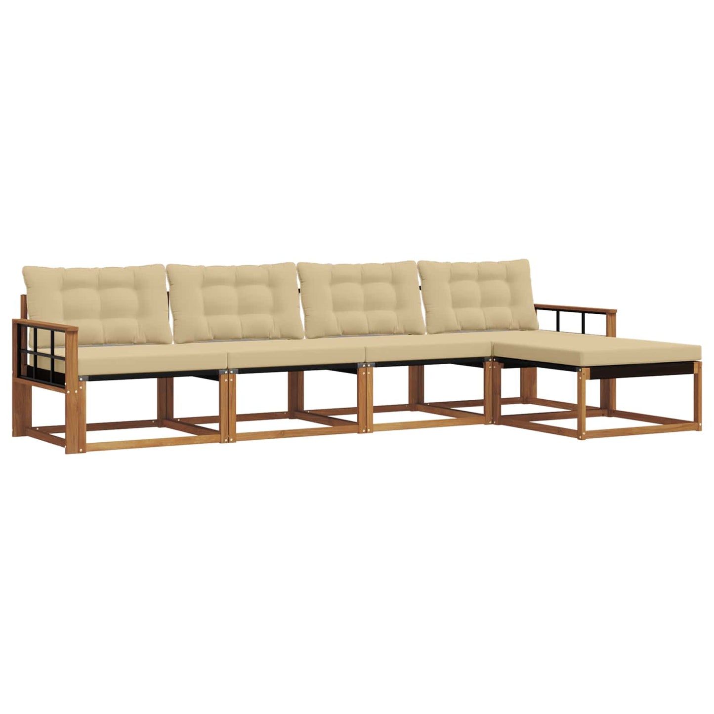 Set di divani da esterno con cuscino 5 pcs Naturale e Beige | homemem39