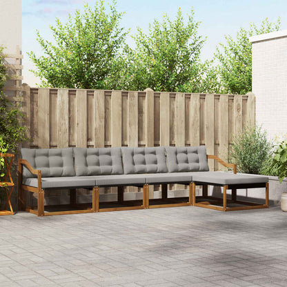 Set di divani da esterno 5 pcs Grigio Naturale e Chiaro