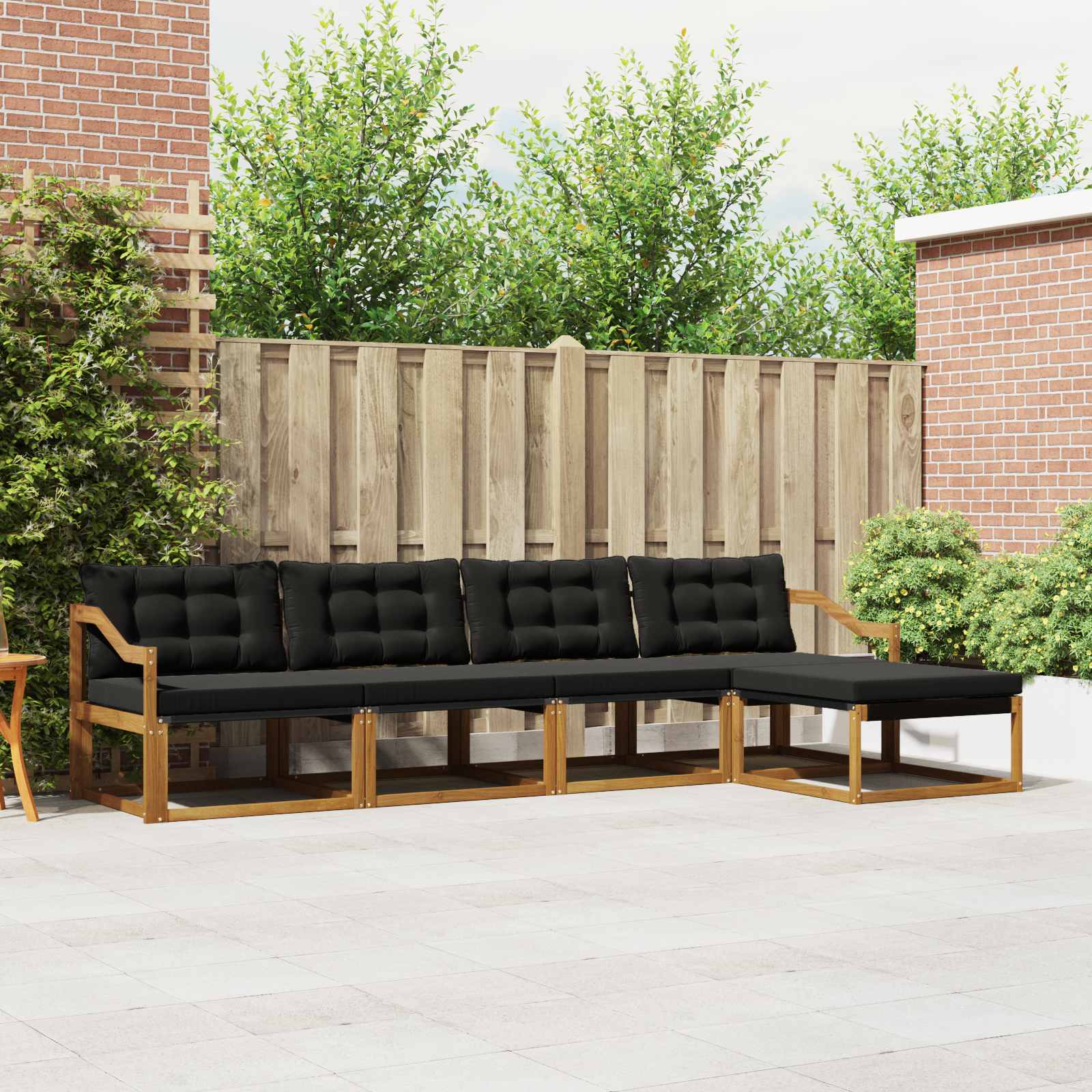 Set di divani da esterno con cuscino 5 pcs Naturale e Nero | homemem39