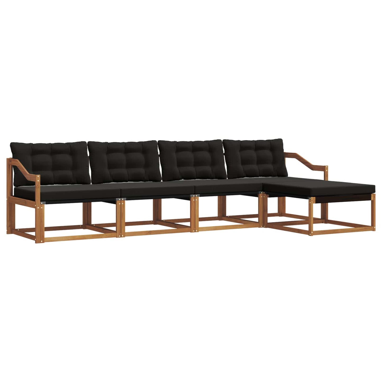 Set di divani da esterno con cuscino 5 pcs Naturale e Nero | homemem39