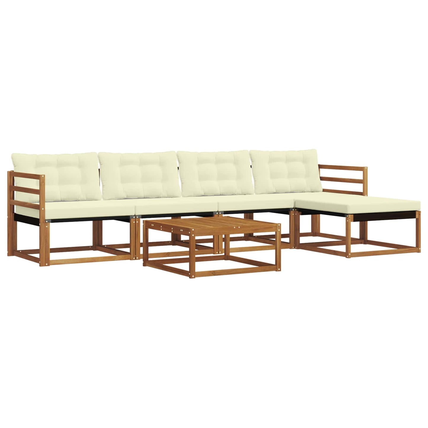 Set di divani da esterno con cuscino 6 pcs Naturale e Crema