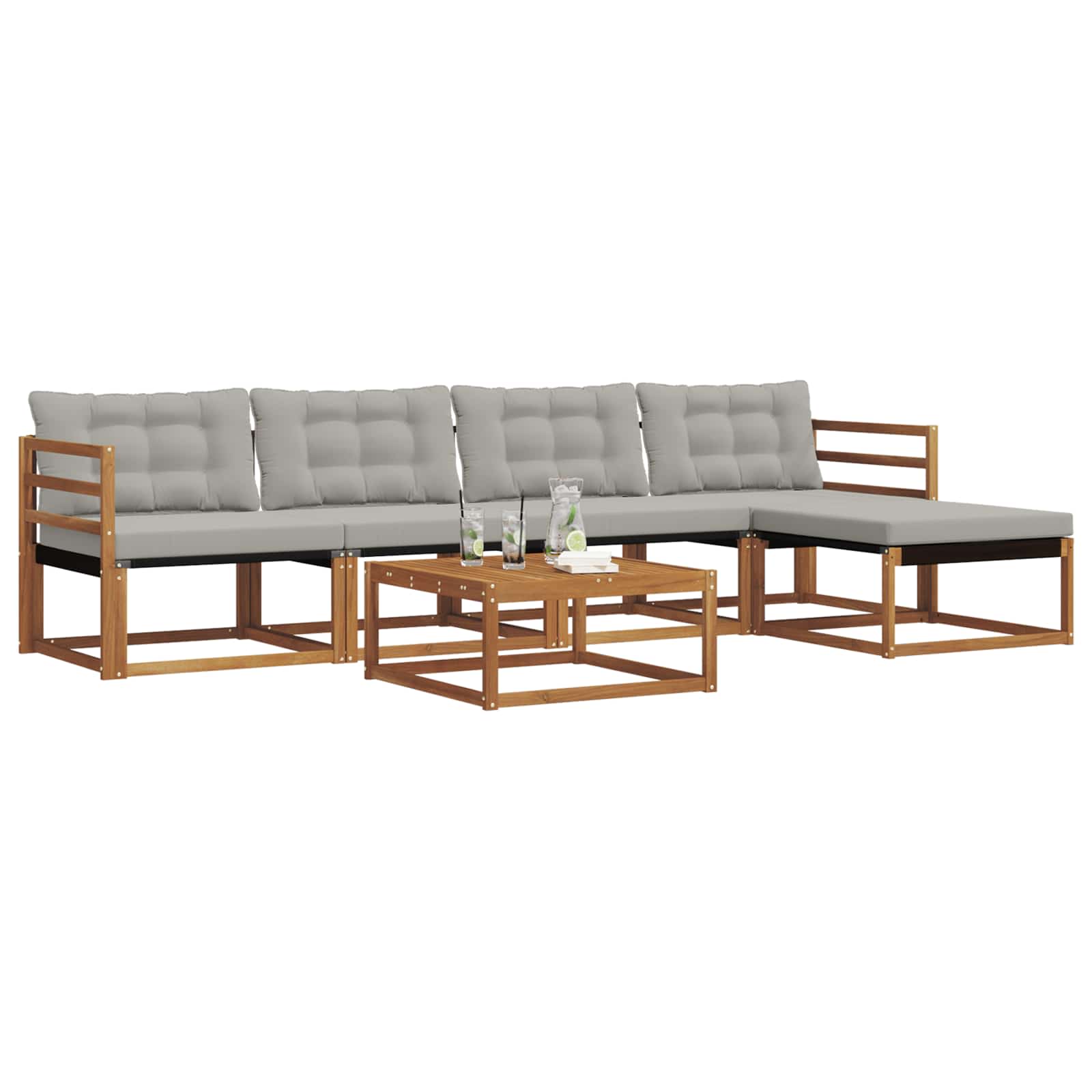 Set di divani da esterno 6 pcs Grigio Naturale e Chiaro | homemem39