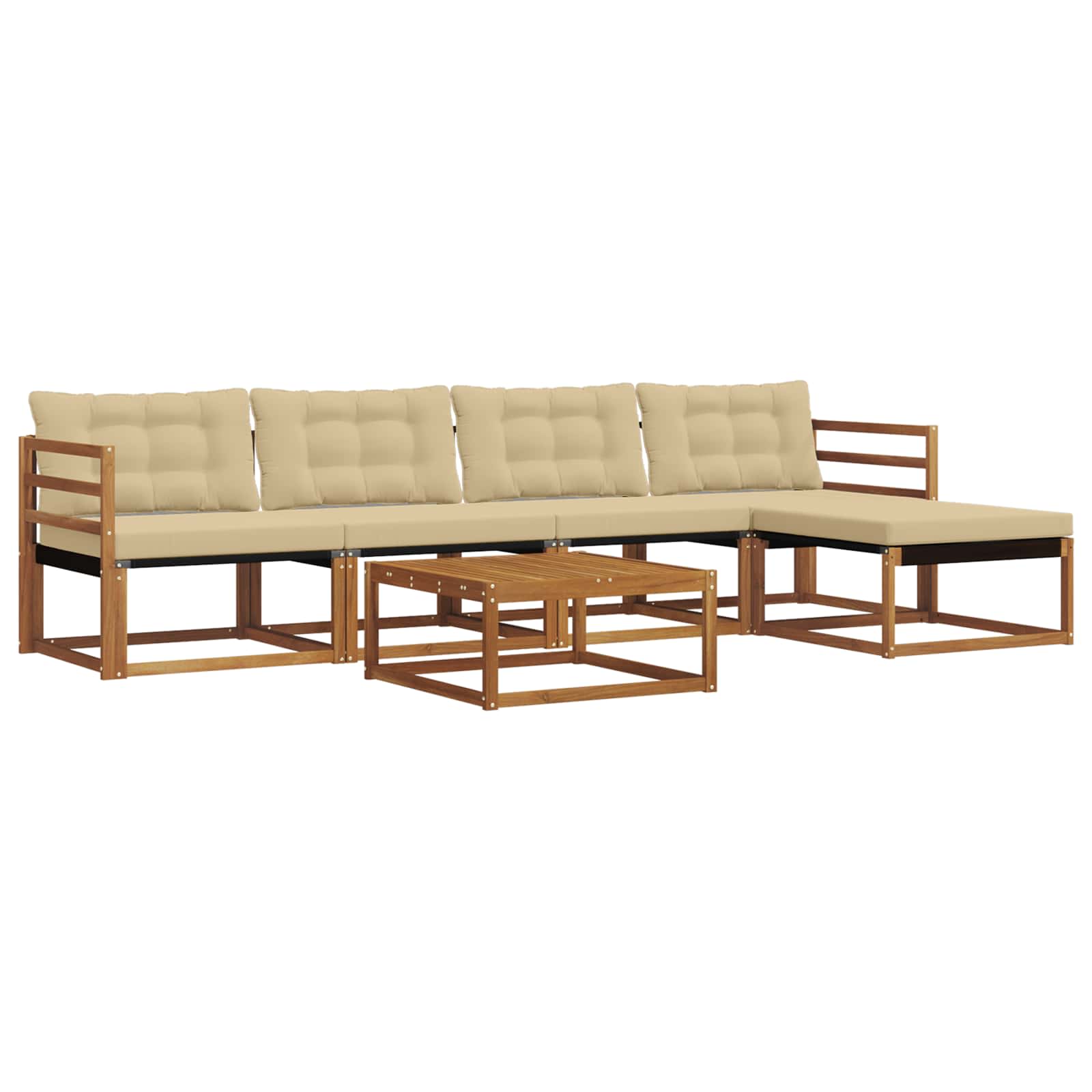 Set di divani da esterno con cuscino 6 pcs Naturale e Beige | homemem39