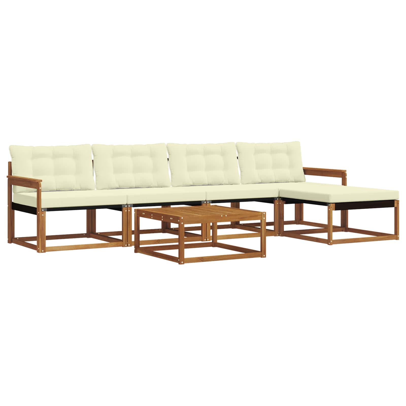Set di divani da esterno con cuscino 6 pcs Naturale e Crema | homemem39
