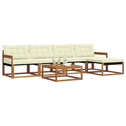 Set di divani da esterno con cuscino 6 pcs Naturale e Crema