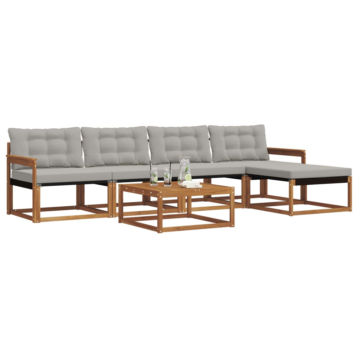 Set di divani da esterno 6 pcs Grigio Naturale e Chiaro | homemem39