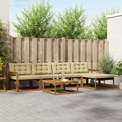 Set di divani da esterno con cuscino 6 pcs Naturale e Beige