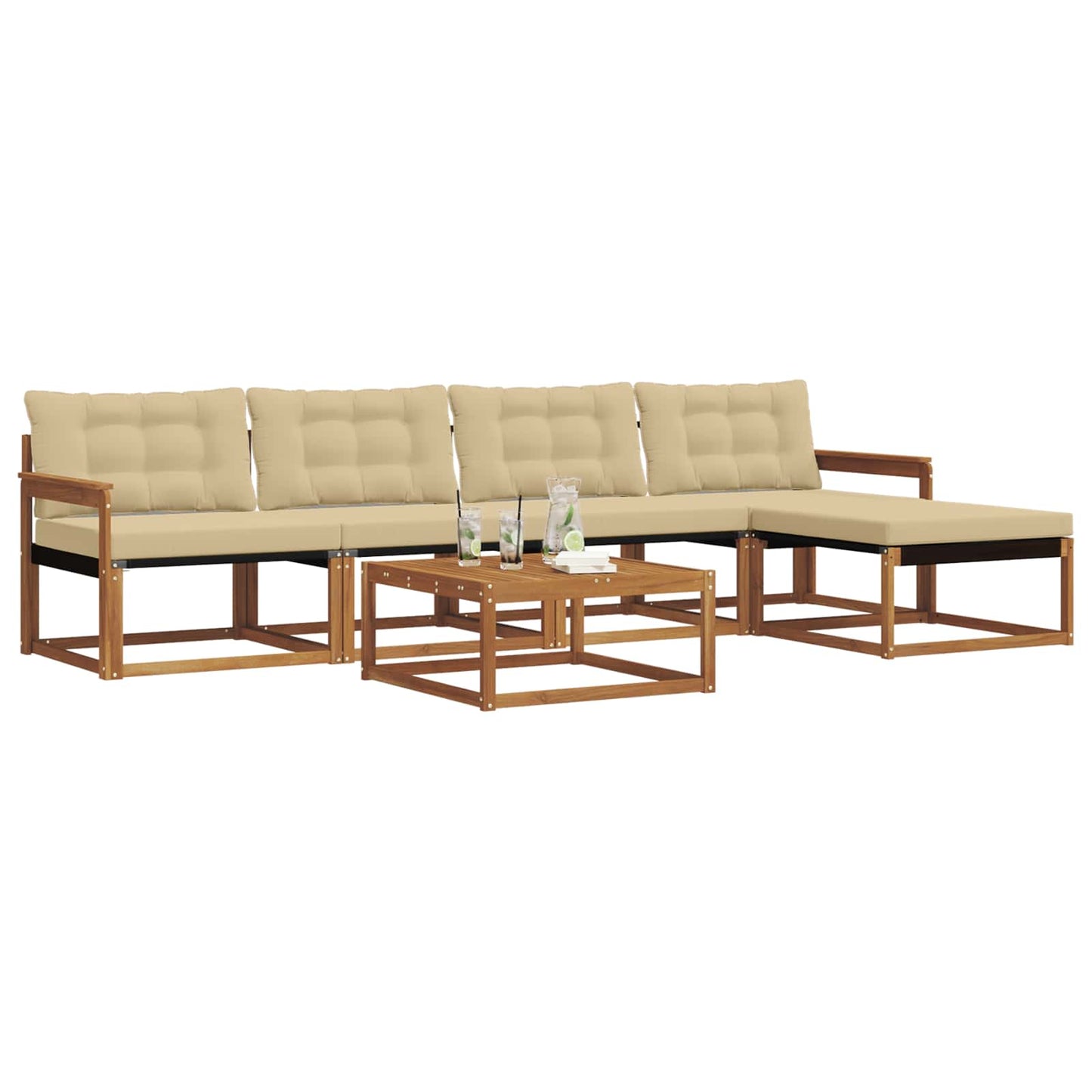 Set di divani da esterno con cuscino 6 pcs Naturale e Beige | homemem39