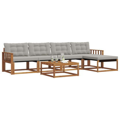 Set di divani da esterno 6 pcs Grigio Naturale e Chiaro