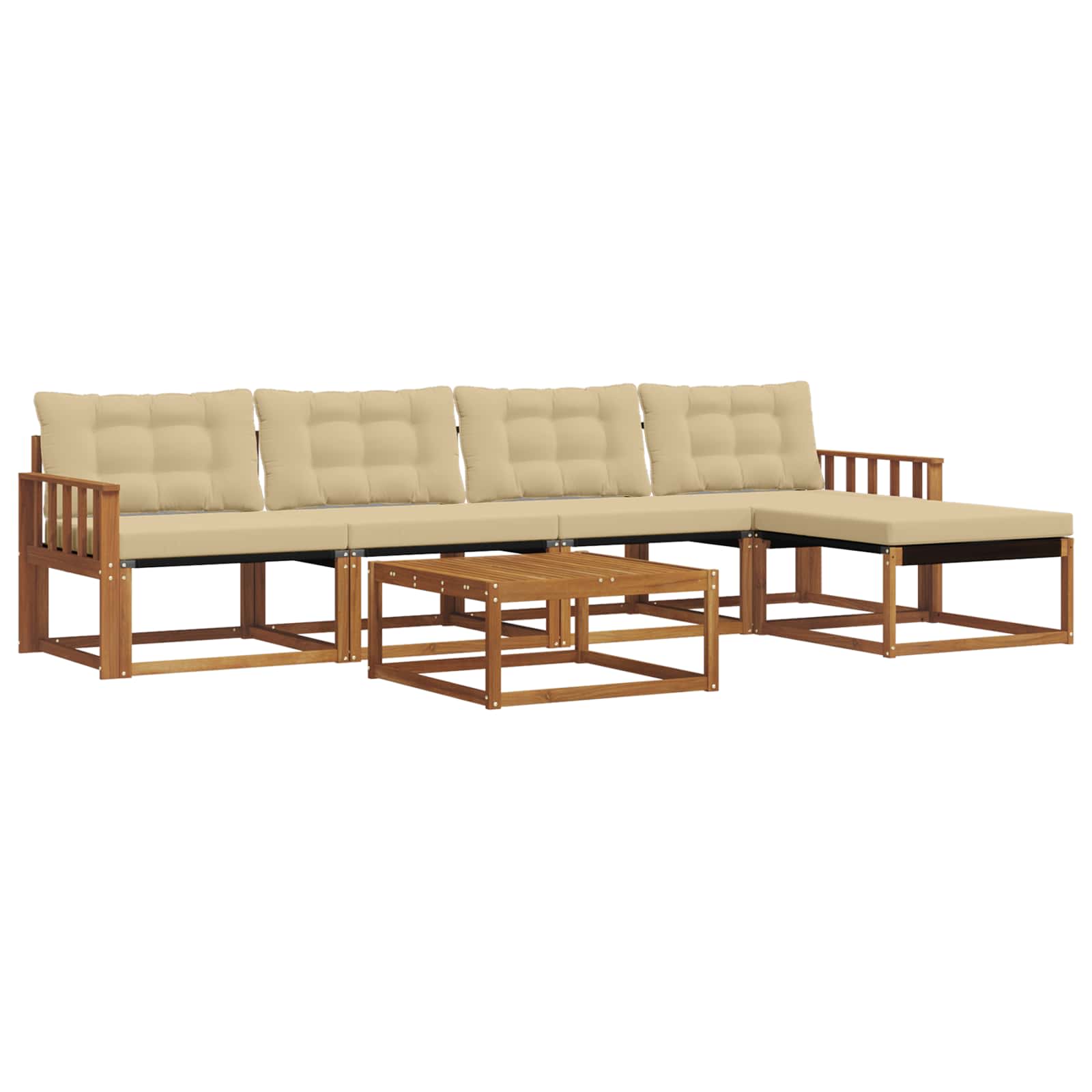 Set di divani da esterno con cuscino 6 pcs Naturale e Beige | homemem39