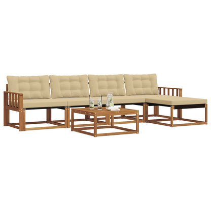 Set di divani da esterno con cuscino 6 pcs Naturale e Beige | homemem39
