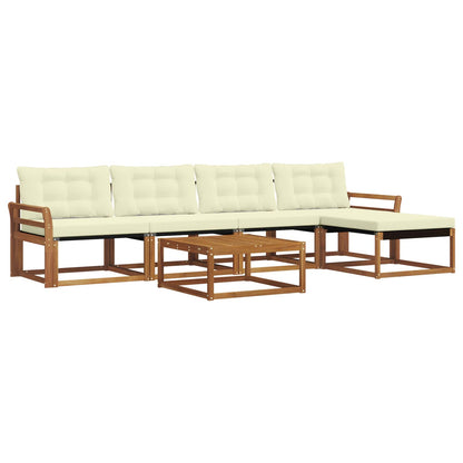 Set di divani da esterno con cuscino 6 pcs Naturale e Crema