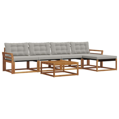 Set di divani da esterno 6 pcs Grigio Naturale e Chiaro