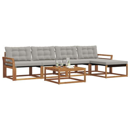 Set di divani da esterno 6 pcs Grigio Naturale e Chiaro