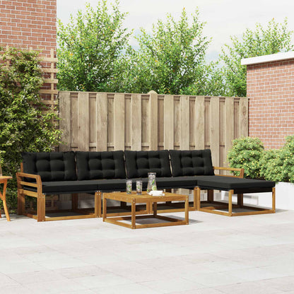 Set di divani da esterno con cuscino 6 pcs Naturale e Nero | homemem39