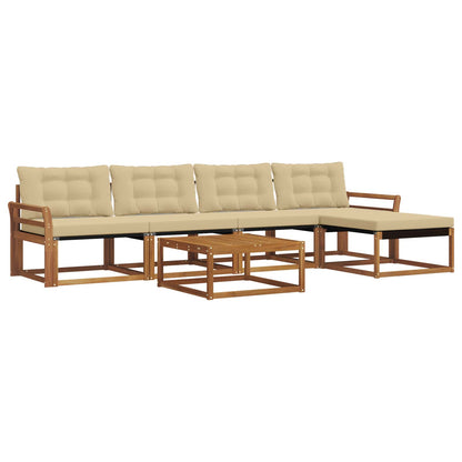 Set di divani da esterno con cuscino 6 pcs Naturale e Beige | homemem39