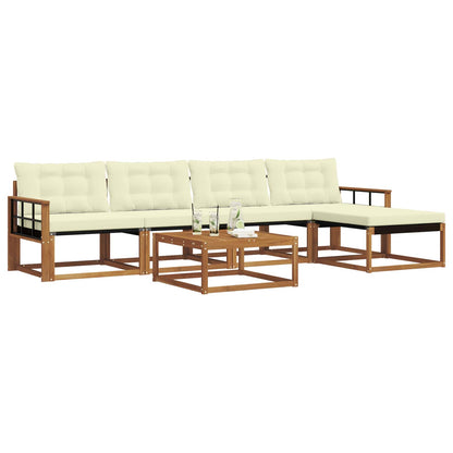 Set di divani da esterno con cuscino 6 pcs Naturale e Crema