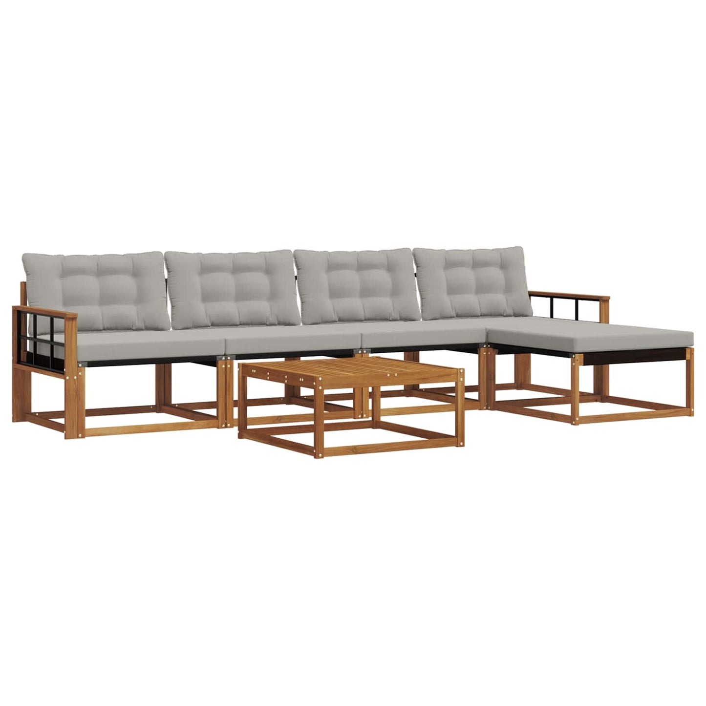 Set di divani da esterno 6 pcs Grigio Naturale e Chiaro