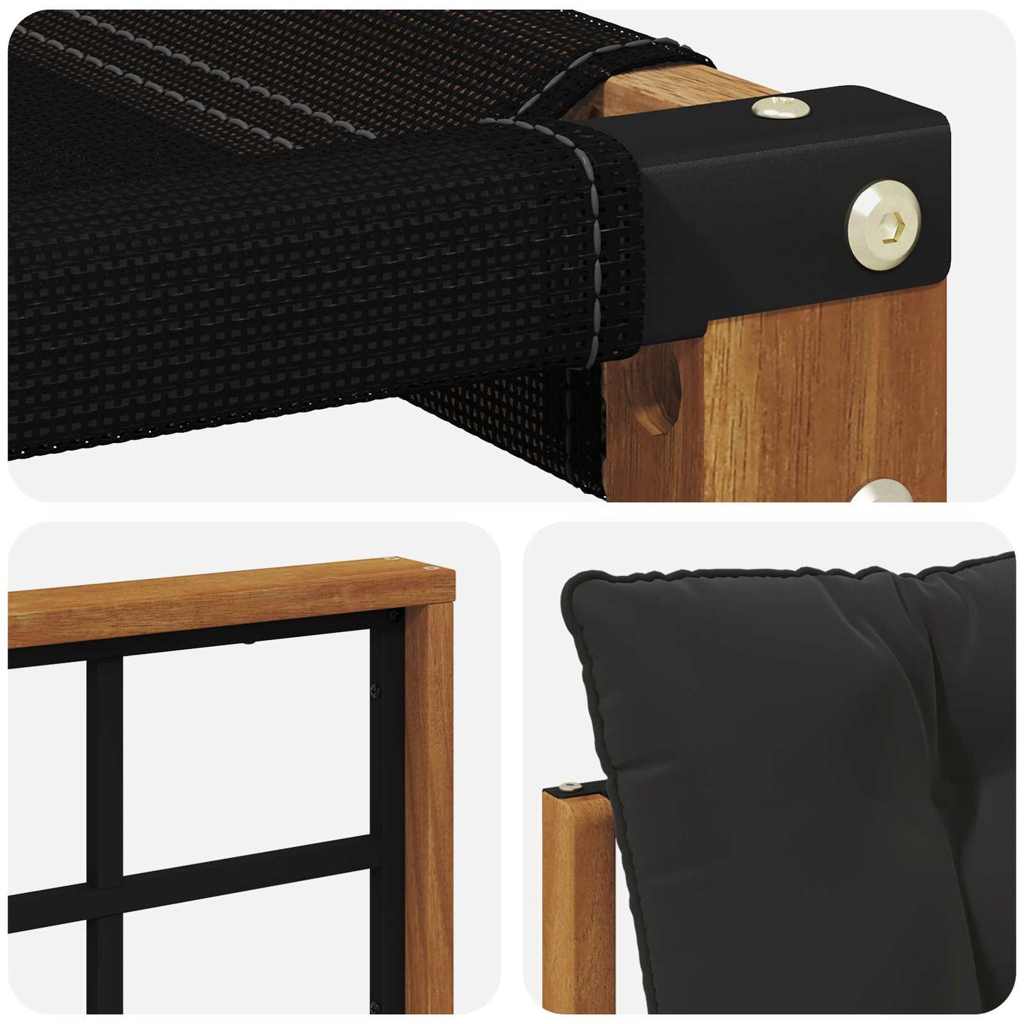 Set di divani da esterno con cuscino 6 pcs Naturale e Nero